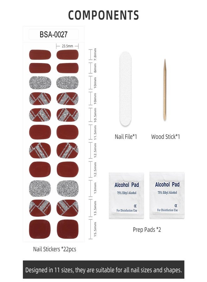 DUKASOU Gel Nail Strips No UV Light Needed, 22Pcs Rouge Gel Nail Stickers for Women, Long Lasting Nails Polish Strips, Easy to Apply & Remove - Image 5